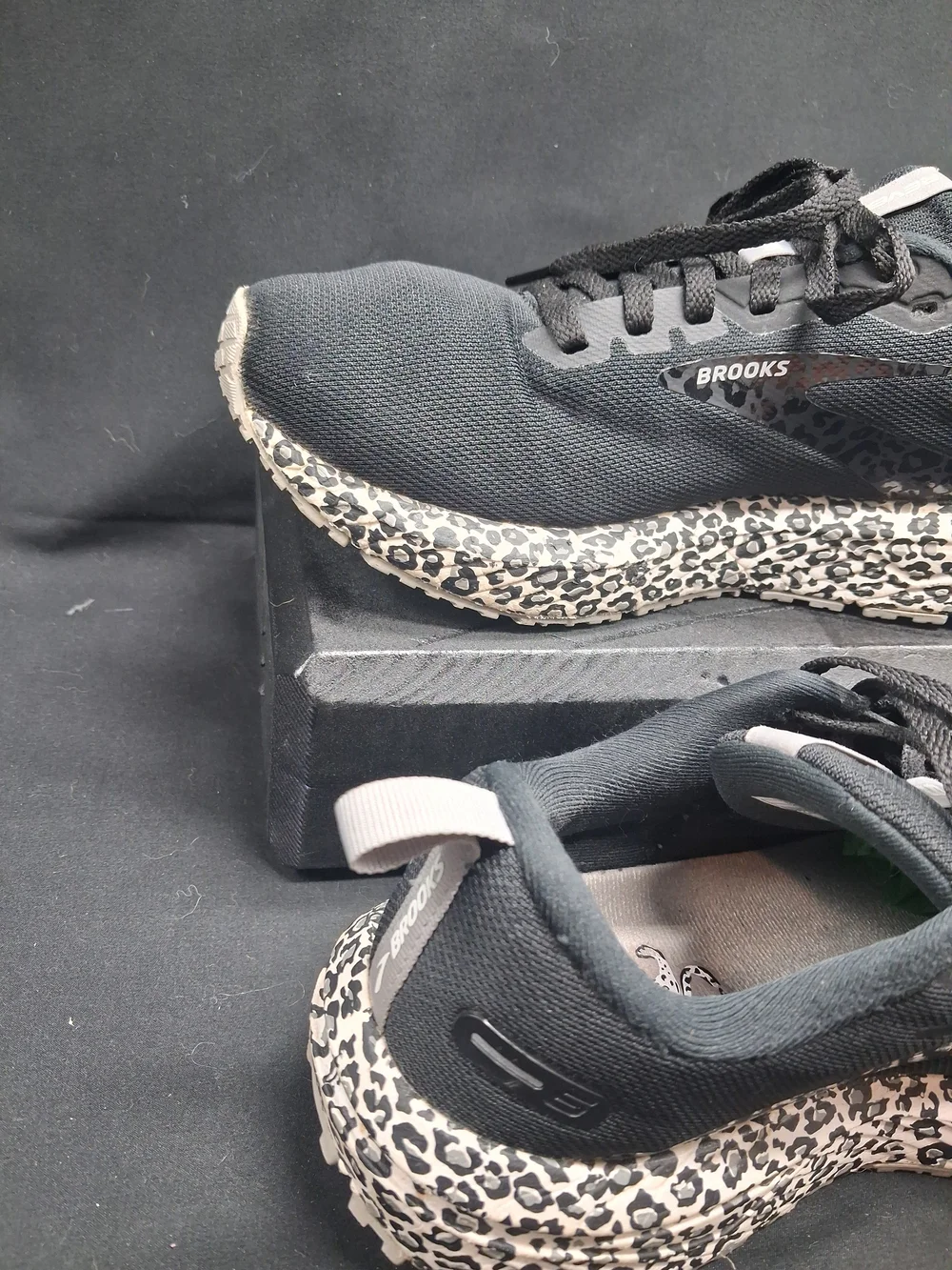 Brooks Black Athletic Shoes with Leopard-Print Midsole
